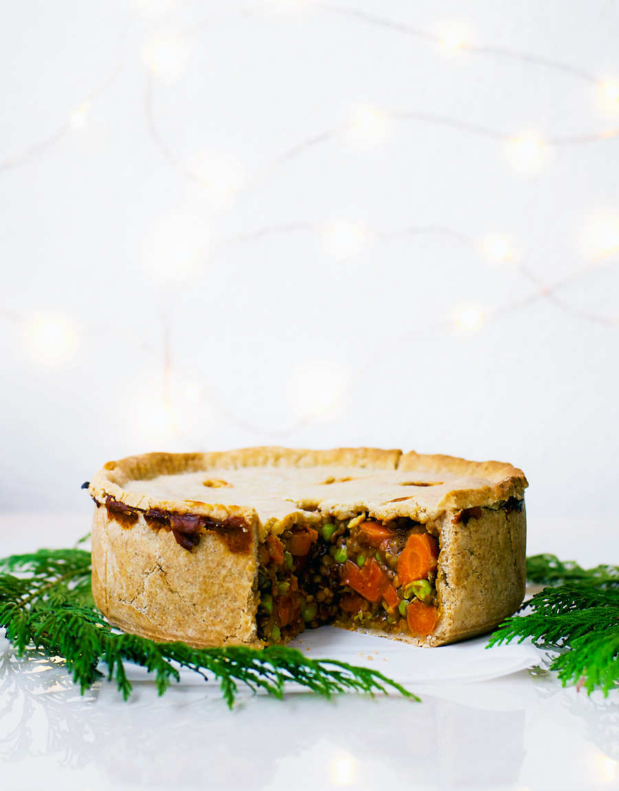 Vegan Holiday Pie with Hot Water Pastry 