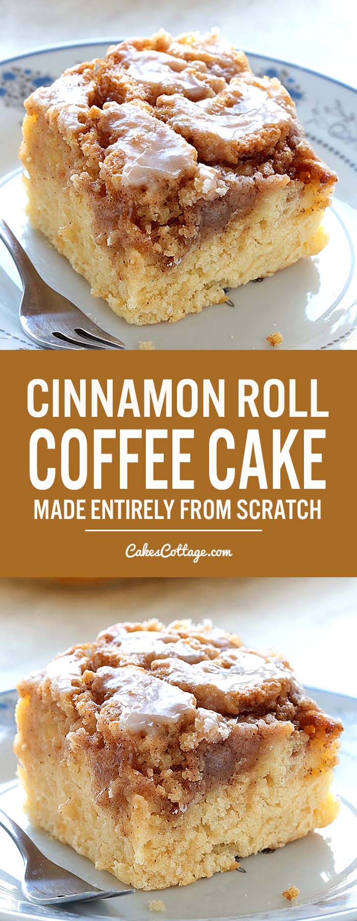 Easy Cinnamon Roll Coffee Cake is simple and quick recipe for delicious, homemade coffee cake from scratch, with ingredients that you already have in pantry.