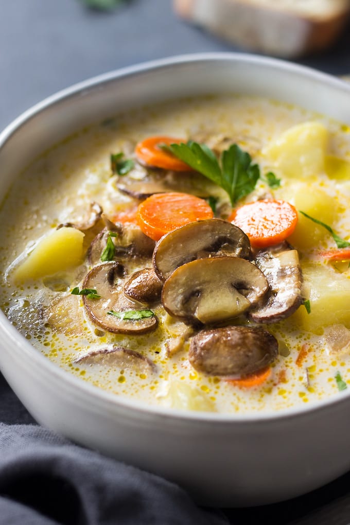 сырный суп с грибами