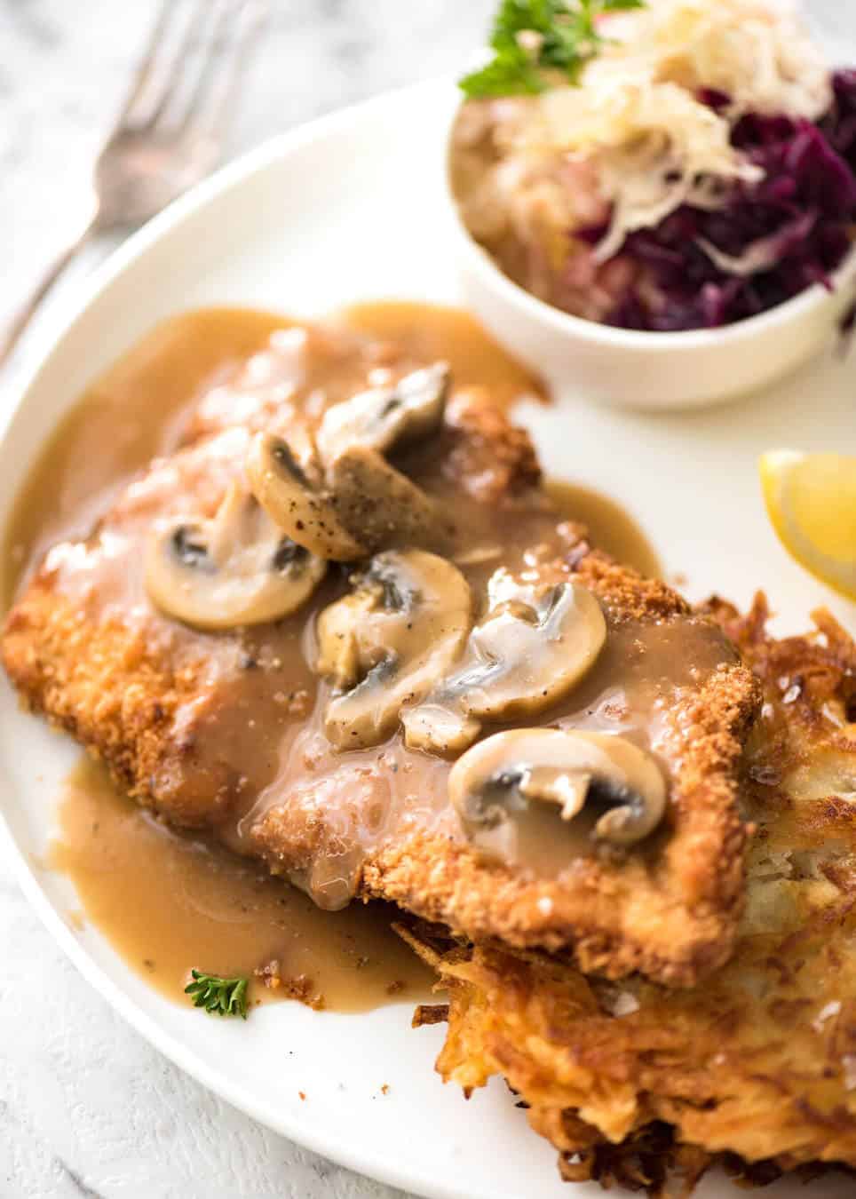 There is nothing quite like a freshly made schnitzel. Extra crunchy and golden, make this with pork, chicken, veal or turkey. www.recipetineats.com