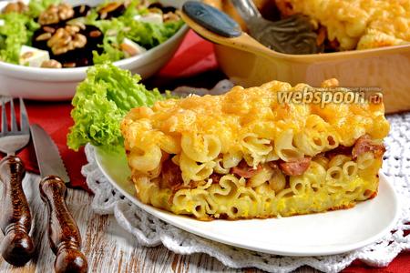 Фото рецепта Запеканка из макарон с сосисками