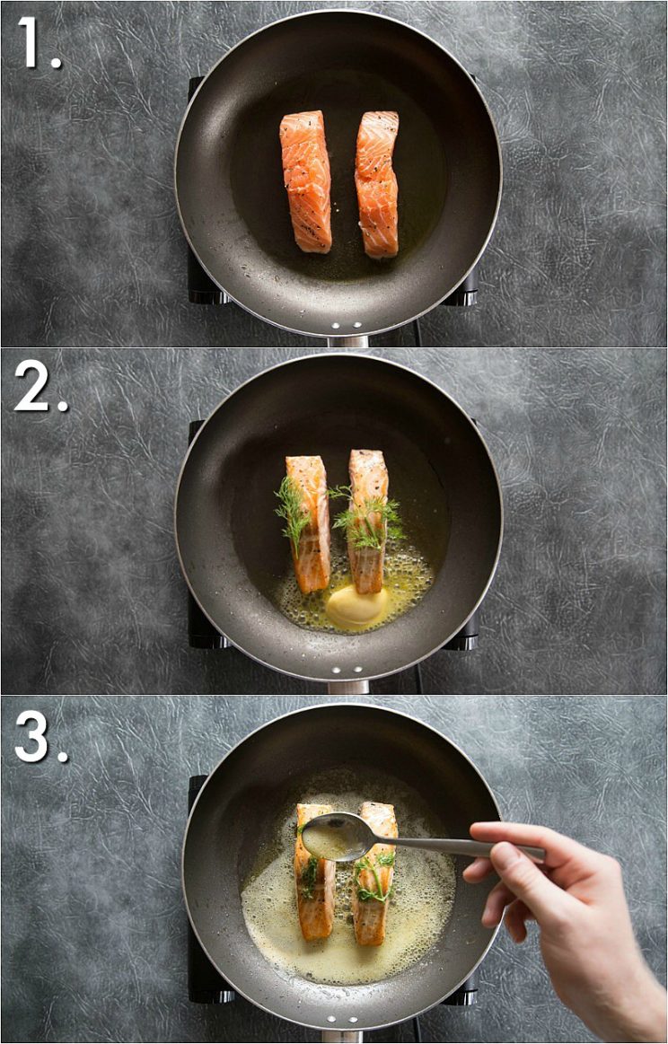 How to pan fry salmon - step by step guidance photos