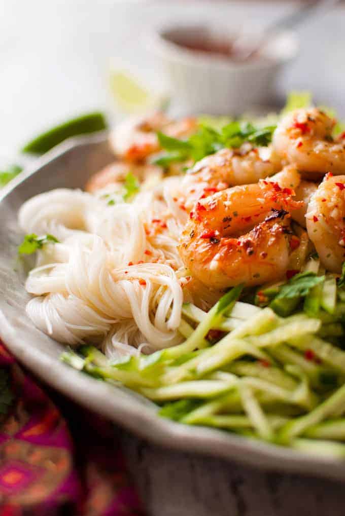 Closeup of Vietnamese Shrimp Noodle Salad