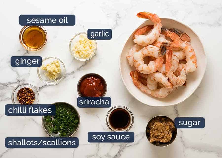 Ingredients for Asian Chilli Garlic Prawns (Shrimp) recipe
